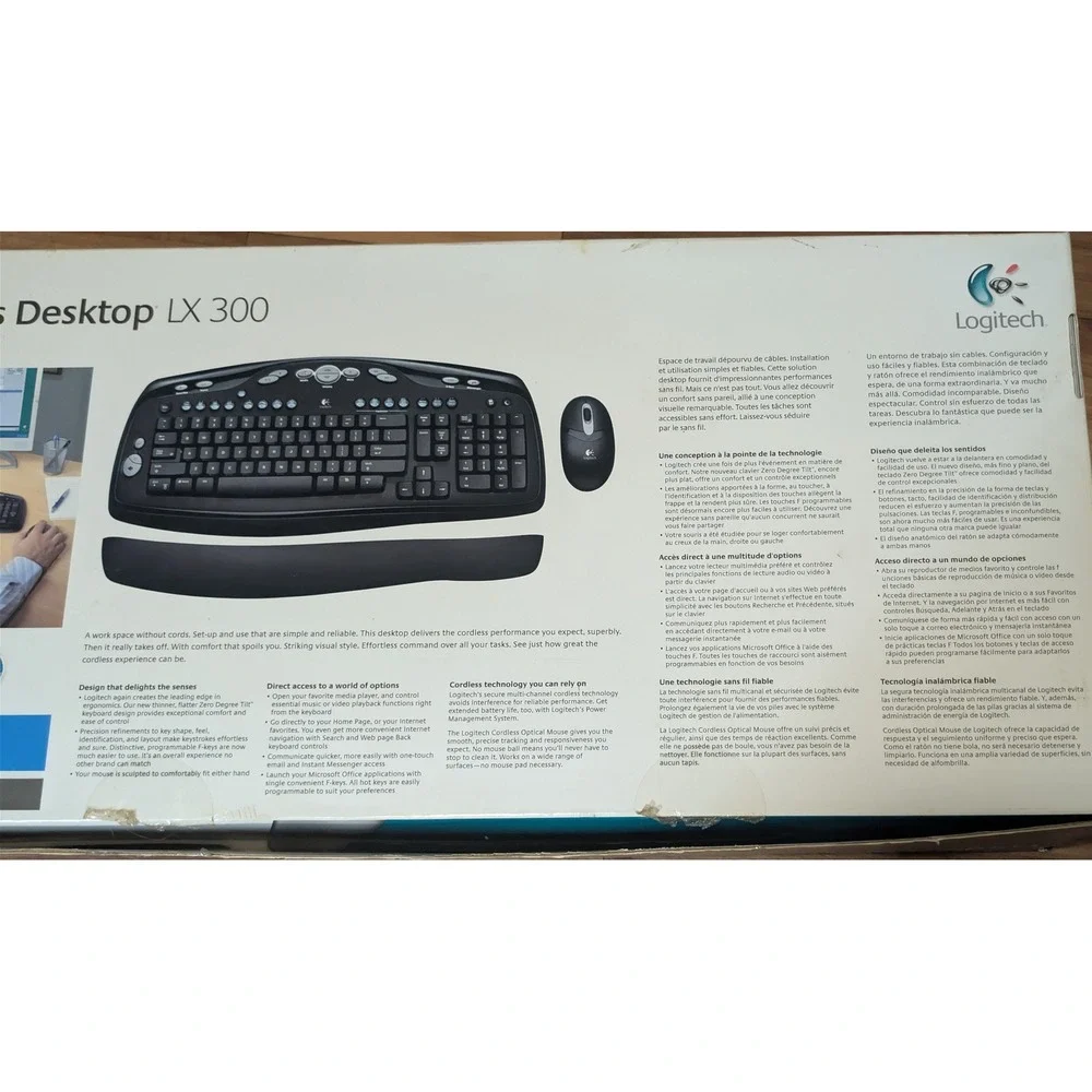 Logitech Keyboard Mouse Set Black Cordless Desktop LX 300 Wireless Y-RQ52